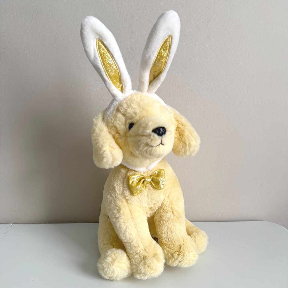 FAO Schwarz 12" Cheers 4 Ears Yellow Labrador Plush Removable Bunny Ears